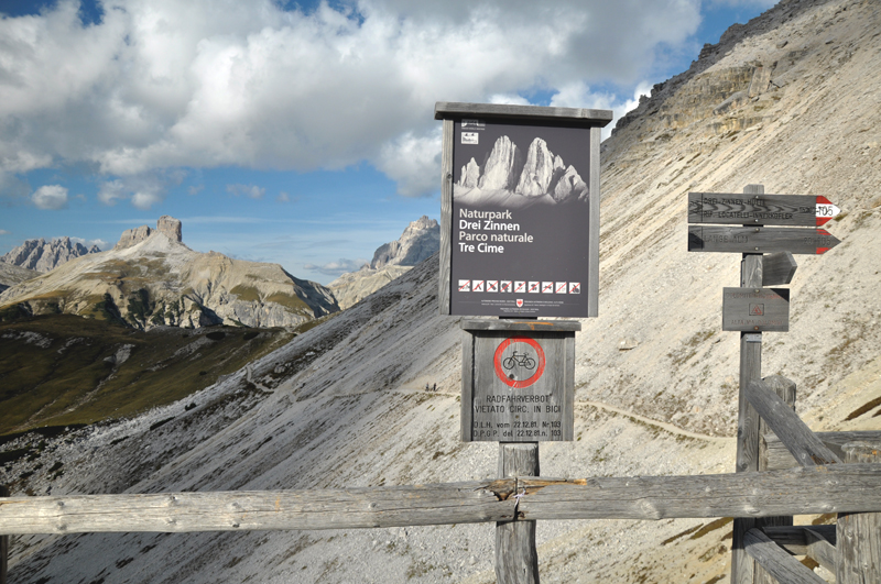 Koniec szlaku Tre Cime di Lavaredo