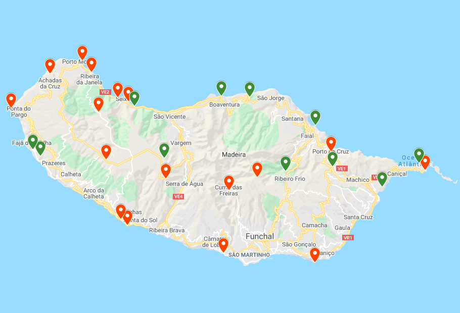 Madera mapa zwiedzania